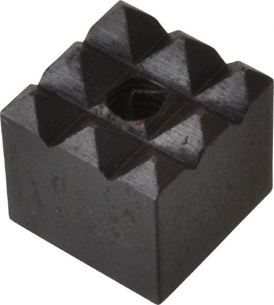 Fairlane - 1/2" Square, 10-32 Thread, 1/2" High, Coarse Tooth Grade, Diamond Serration, High Speed Steel, Square Positioning Gripper - 0.03 x 45A° Chamfer, Black Oxide Finish - Eagle Tool & Supply