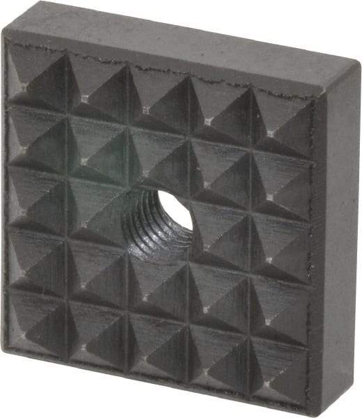 Fairlane - 1" Square, 1/4-28 Thread, 3/8" High, Coarse Tooth Grade, Diamond Serration, High Speed Steel, Square Positioning Gripper - 0.03 x 45A° Chamfer, Black Oxide Finish - Eagle Tool & Supply
