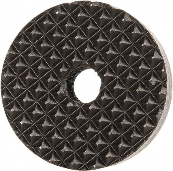 Fairlane - 1/4-28 Thread, 1" Diam, 3/8" High, Threaded, Extra Fine Tooth Grade Diamond Serration Tooth Pattern, High Speed Steel, Round Positioning Gripper - 3/16" Flat Width, Black Oxide Coated - Eagle Tool & Supply