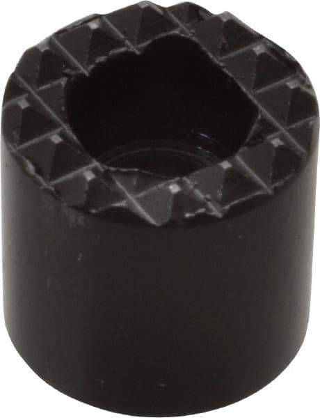 Fairlane - 1/2" Diam, 1/2" High, No. 8 C Bore SHCS, Counterbored, Extra Fine Tooth Grade Diamond Serration Tooth Pattern, High Speed Steel, Round Positioning Gripper - Black Oxide Coated - Eagle Tool & Supply
