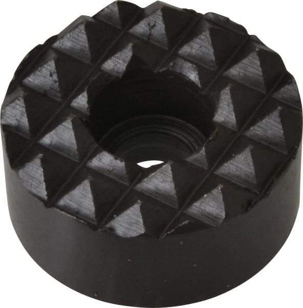 Fairlane - 1" Diam, 1/2" High, 1/4 C Bore SHCS, Counterbored, Coarse Tooth Grade Diamond Serration Tooth Pattern, High Speed Steel, Round Positioning Gripper - Black Oxide Coated - Eagle Tool & Supply