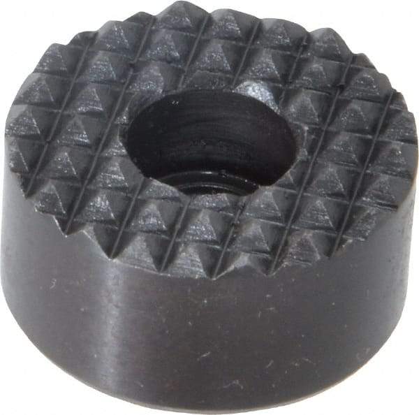 Fairlane - 1" Diam, 1/2" High, 1/4 C Bore SHCS, Counterbored, Fine Tooth Grade Diamond Serration Tooth Pattern, High Speed Steel, Round Positioning Gripper - Black Oxide Coated - Eagle Tool & Supply