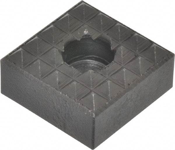 Fairlane - 1" Square, 1/2" High, 1/4 C Bore SHCS Size, Coarse Tooth Grade, Diamond Serration, High Speed Steel, Square Positioning Gripper - 0.03 x 45A° Chamfer, 5/16" Counterbore Depth, Black Oxide Finish - Eagle Tool & Supply