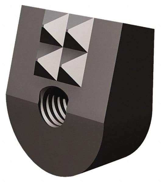 Fairlane - 4 Point 10-32 High Speed Steel Angled Positioning Gripper - Black Oxide Finish, 3/8" High, 9/16" Wide, 0.65" Top Length, 0.6" Bottom Length, 15° Gripping Angle, 0.03 x 45° Chamfer - Eagle Tool & Supply