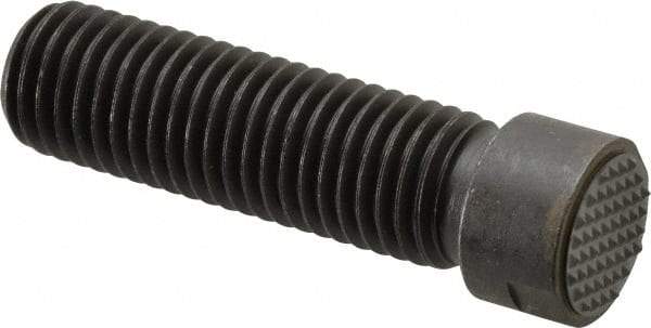 Fairlane - Serrated Tooth, 3/4-10, 5/16" Internal Hex, 2-1/2" Shank Length, 2-1/2" Thread Length, Black Oxide Finish, Round Head, Adjustable Positioning Gripper - 3/4" Pad Diam, 7/8" Hex, 1/4" Head Height, Extra Fine Tooth Grade - Eagle Tool & Supply