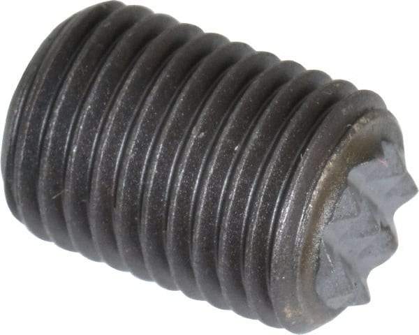 Fairlane - Serrated Tooth, 3/8-24, 3/16" Internal Hex, 1/2" Thread Length, Black Oxide Finish, Fully Threaded, Adjustable Positioning Gripper - 1/4" Pad Diam, Extra Fine Tooth Grade - Eagle Tool & Supply