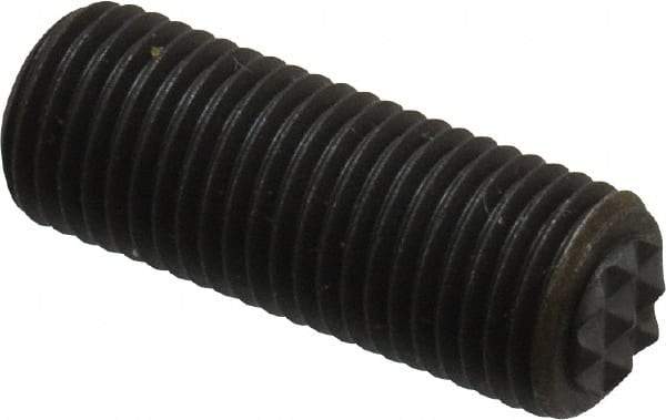 Fairlane - Serrated Tooth, 3/8-24, 3/16" Internal Hex, 1" Thread Length, Black Oxide Finish, Fully Threaded, Adjustable Positioning Gripper - 1/4" Pad Diam, Extra Fine Tooth Grade - Eagle Tool & Supply