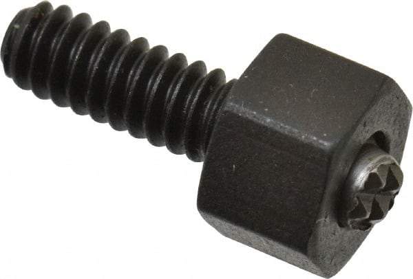Fairlane - 10-24, 1/2" Thread Length, 5/32" Ball Diam, Serrated Ball Pad Surface, Alloy Steel, Black Oxide, Hex Head, Swivel Action Gripper Assemblies - 5/16" Head Height, 3/8" Hex, 5/32" Contact Diam, High Speed Steel Ball - Eagle Tool & Supply