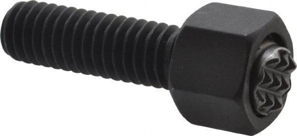 Fairlane - 5/16-18, 1" Thread Length, 5/16" Ball Diam, Serrated Ball Pad Surface, Alloy Steel, Black Oxide, Hex Head, Swivel Action Gripper Assemblies - 7/16" Head Height, 1/2" Hex, 5/16" Contact Diam, High Speed Steel Ball - Eagle Tool & Supply