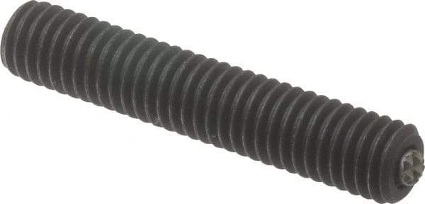 Fairlane - 3/8-16, 2" Thread Length, 3/16" Ball Diam, Serrated Ball Pad Surface, Alloy Steel, Black Oxide, Threaded, Swivel Action Gripper Assemblies - 5/32" Contact Diam, High Speed Steel Ball - Eagle Tool & Supply