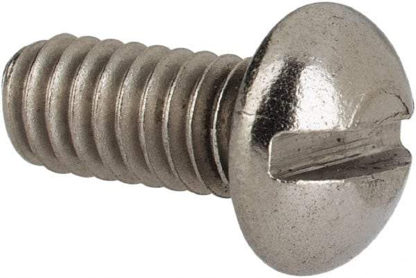 Value Collection - #8-32 UNC, 3/8" Length Under Head Slotted Drive Machine Screw - Round Head, Grade 316 Stainless Steel, Uncoated, Without Washer - Eagle Tool & Supply