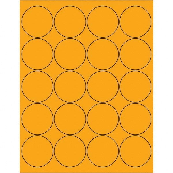 Tape Logic - Pack of (20), 100 Sheet 2" x 2" Fluorescent Orange Permanent Acrylic Laser Labels - Eagle Tool & Supply
