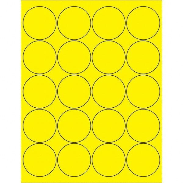 Tape Logic - Pack of (20), 100 Sheet 2" x 2" Fluorescent Yellow Permanent Acrylic Laser Labels - Eagle Tool & Supply