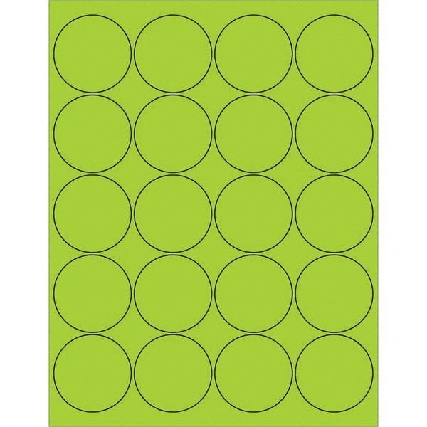 Tape Logic - Pack of (20), 100 Sheet 2" x 2" Fluorescent Green Permanent Acrylic Laser Labels - Eagle Tool & Supply