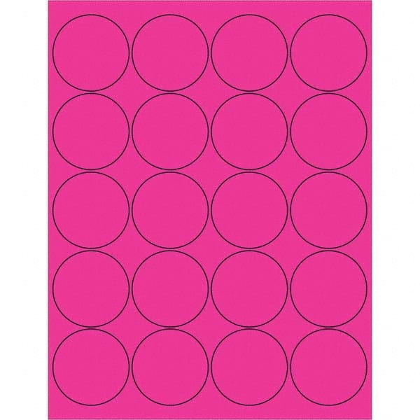 Tape Logic - Pack of (20), 100 Sheet 2" x 2" Fluorescent Pink Permanent Acrylic Laser Labels - Eagle Tool & Supply