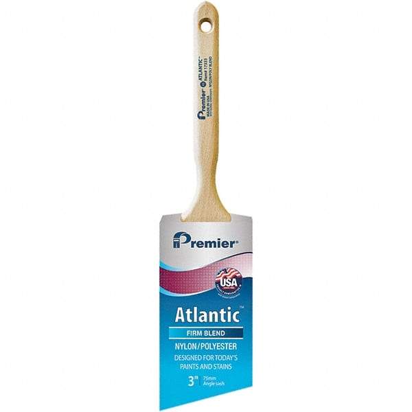 Premier Paint Roller - 3" Tapered Nylon/Polyester Angular Brush - 3-3/16" Bristle Length, 7-1/2" Wood Sash Handle - Eagle Tool & Supply