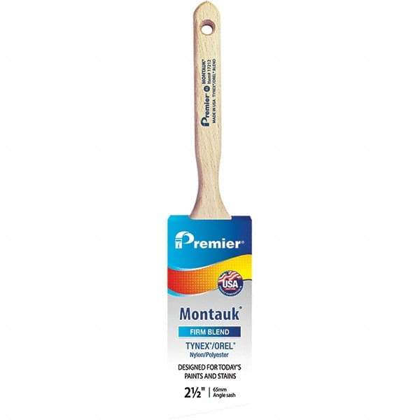Premier Paint Roller - 2-1/2" Tapered Nylon/Polyester Angular Brush - 2-15/16" Bristle Length, 7-1/2" Wood Sash Handle - Eagle Tool & Supply