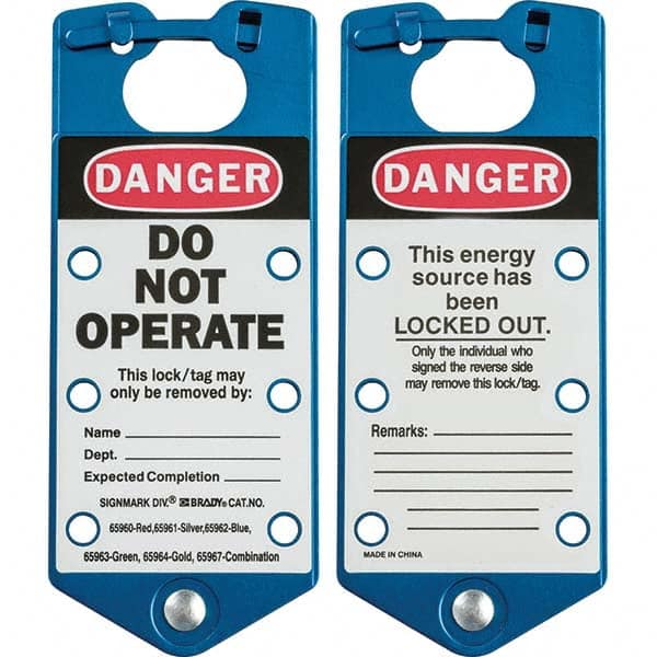 Brady - 1 5-Piece Single Jaw 1.429" Jaw Diam 6 Padlock Aluminum Lockout Hasp - Eagle Tool & Supply
