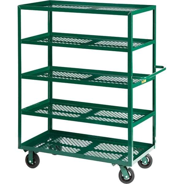 Little Giant - 2,000 Lb Capacity Steel Platform Truck - Steel Deck, 30" OAW, 60" Platform Length, Mold On Rubber Casters - Eagle Tool & Supply