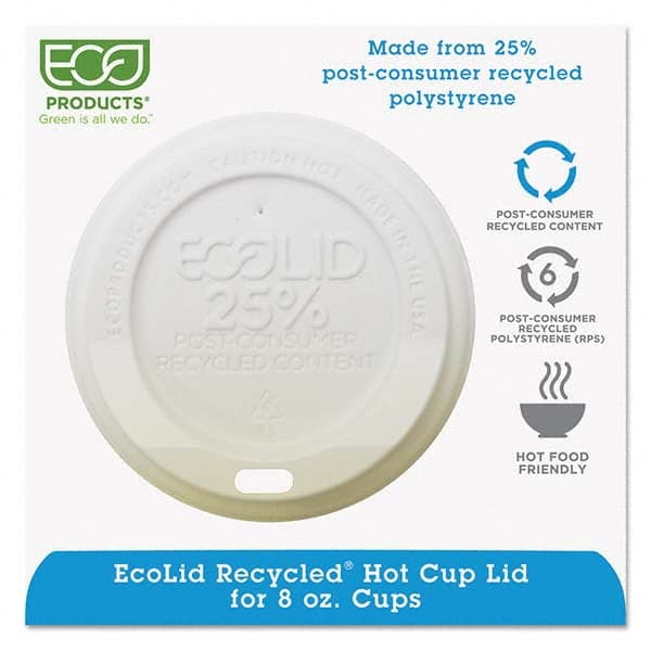 ECO PRODUCTS - EcoLid 25% Recy Content Hot Cup Lid, White, Fits 8 oz Hot Cups, 100/PK, 10 PK/CT - Eagle Tool & Supply