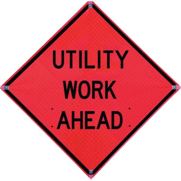 VizCon - "Men Working," 48" Wide x 48" High Vinyl Construction Roadway Sign - Eagle Tool & Supply
