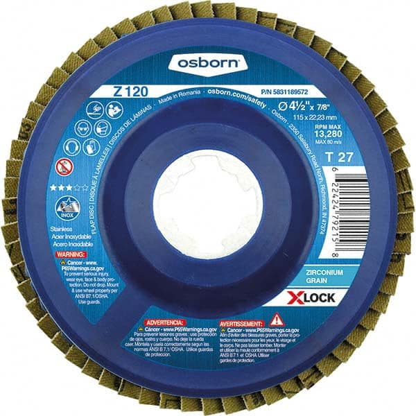 Osborn - 5" 60 Grit 5/8-11 Center Hole Type 27 Zirconia Alumina Flap Disc - Eagle Tool & Supply