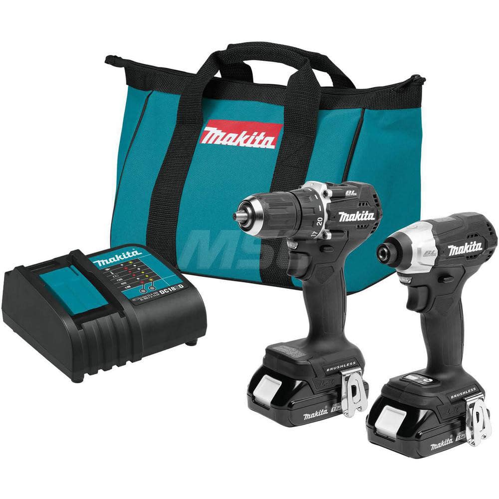 Cordless Tool Combination Kit: 18V 18V LXT Sub-Compact Brushless 1/2″Driver-Drill (XFD15ZB), 18V LXT Sub-Compact Brushless Impact Driver (XDT18ZB), 18V LXT Lithium-Ion Charger (DC18SD), (2) 18V Compact Lithium-Ion Battery, Tool Bag