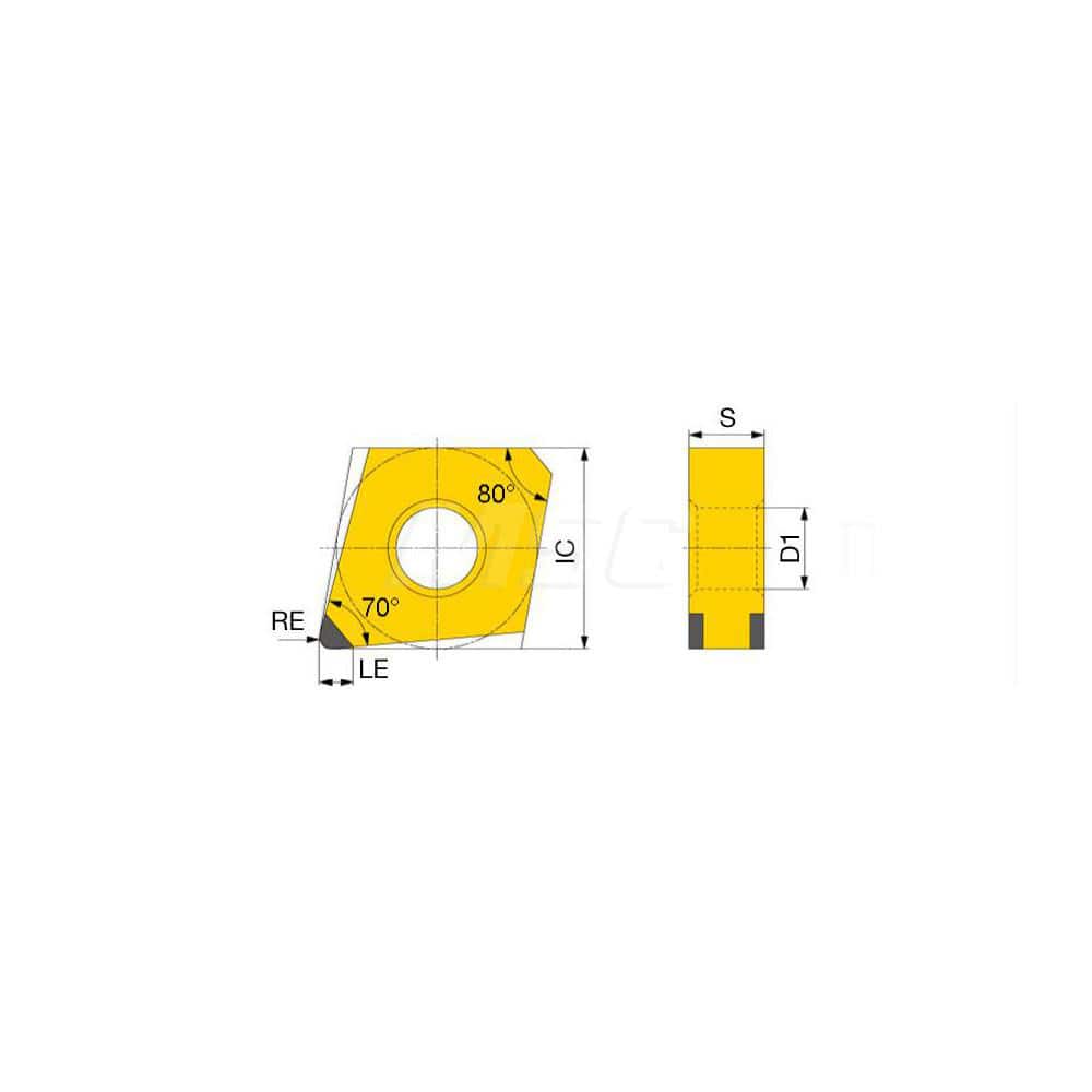 Turning Insert: 2QP-GNGA433 BX360, Polycrystalline Cubic Boron Nitride Uncoated Finish, Neutral, 1/2″ Inscribed Circle, 0.0470″ Corner Radius, 70.0 ° N/A Diamond, Series GNGA