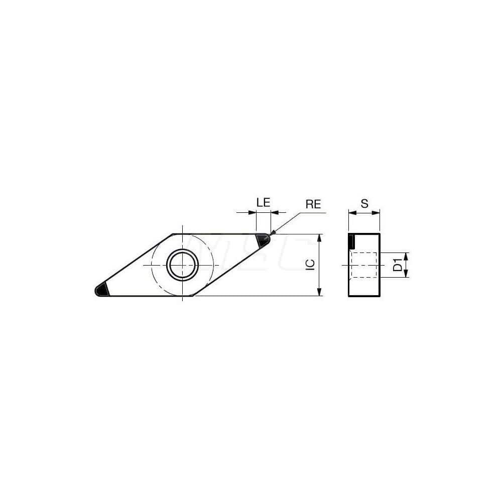 Turning Insert: 2QP-VNGA332 BX470, Polycrystalline Cubic Boron Nitride Uncoated Finish, Neutral, 3/8″ Inscribed Circle, 0.0310″ Corner Radius, 35.0 ° N/A Diamond, Series VNGA