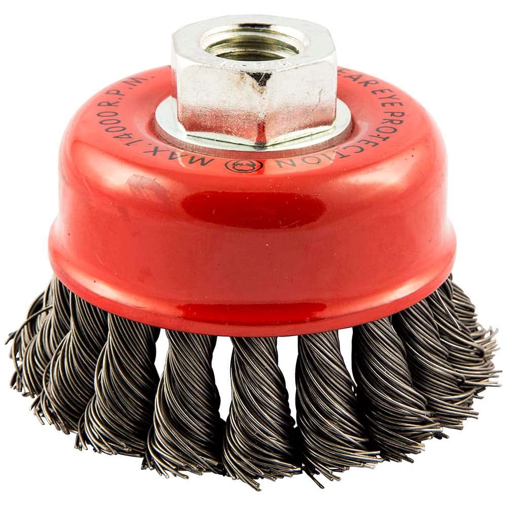 Norton - 2-3/4" Diam 5/8-11 Threaded Arbor Carbon Steel Fill Cup Brush - Eagle Tool & Supply