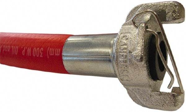 Continental ContiTech - 3/4" ID x 1.1" OD 50' Long Jackhammer Hose - Universal Style Coupling Ends, 300 Working psi, 180°, 3/4" Fitting, Red - Eagle Tool & Supply