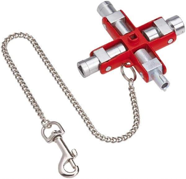 Knipex - 1 Piece Cabinet Key - 5, 6, 7 to 8, 9 to 10mm Square Capacity, 7, 8 to 9, 10 to 11mm Triangular Capacity, 3 to 5mm Two-Way Key Bit Capacity, 6mm Half Moon Capacity - Eagle Tool & Supply