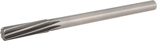 Hertel - 11/16" High Speed Steel 8 Flute Chucking Reamer - Spiral Flute, 9/16" Straight Shank, 2-1/4" Flute Length, 9" OAL - Eagle Tool & Supply