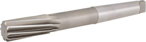 Hertel - 1-3/8" High Speed Steel 8 Flute Chucking Reamer - Spiral Flute, 4MT Morse Taper Shank, 3-1/4" Flute Length, 12" OAL - Eagle Tool & Supply