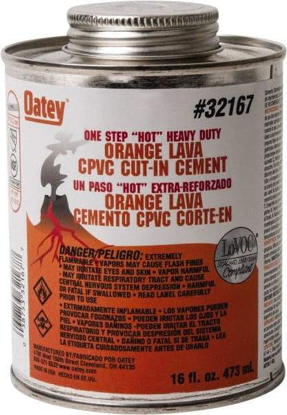 Oatey - 16 oz All-Purpose Medium Bodied Cement - Orange, Use with PVC & CPVC - Eagle Tool & Supply