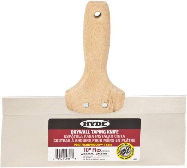 Hyde Tools - 10" Wide Flexible Blade Stainless Steel Joint Knife - Flexible, Hardwood Handle - Eagle Tool & Supply