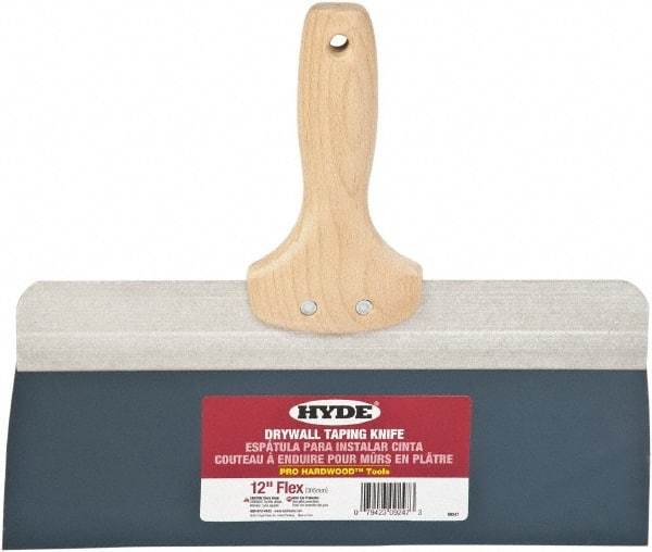 Hyde Tools - 12" Wide Flexible Blade Steel Joint Knife - Flexible, Hardwood Handle - Eagle Tool & Supply