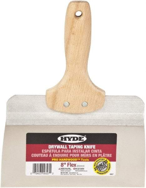 Hyde Tools - 8" Wide Flexible Blade Stainless Steel Joint Knife - Flexible, Hardwood Handle - Eagle Tool & Supply