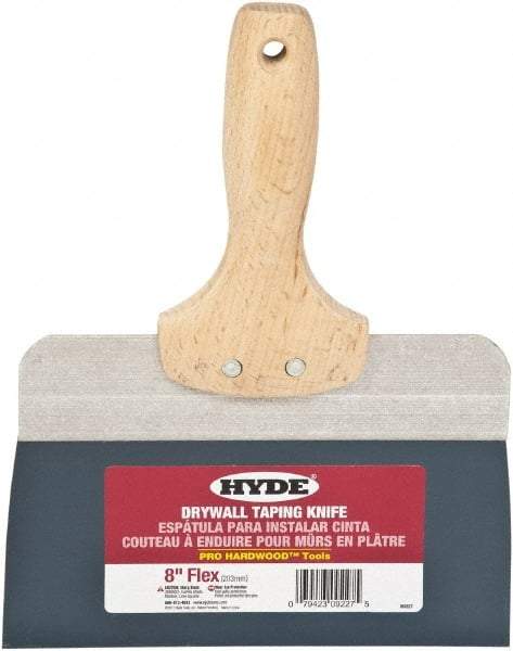 Hyde Tools - 8" Wide Flexible Blade Steel Joint Knife - Flexible, Hardwood Handle - Eagle Tool & Supply