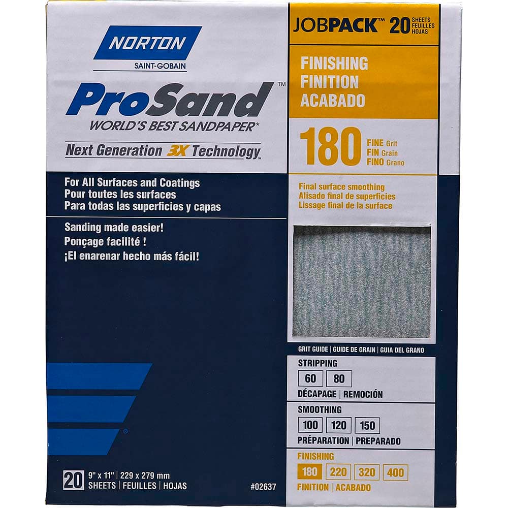 Norton - Sanding Sheets Abrasive Material: Aluminum Oxide Grade: Fine - Eagle Tool & Supply