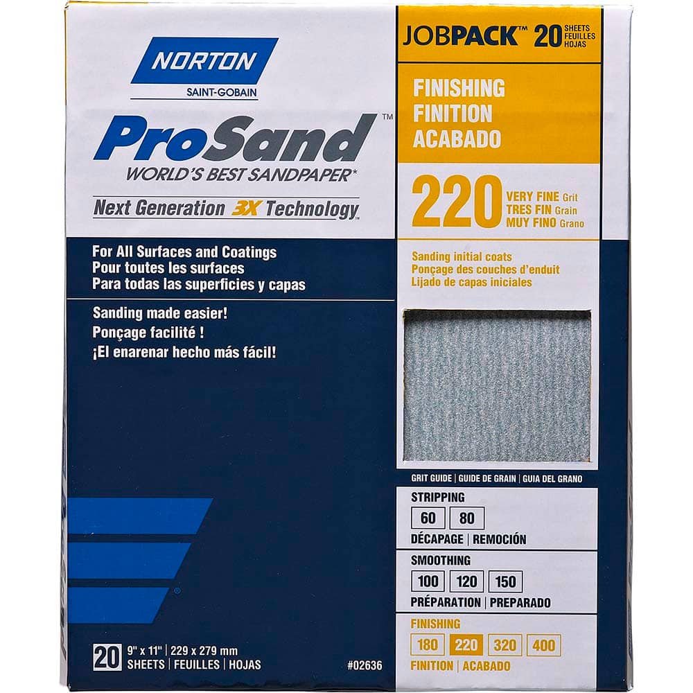 Norton - Sanding Sheets Abrasive Material: Aluminum Oxide Grade: Very Fine - Eagle Tool & Supply