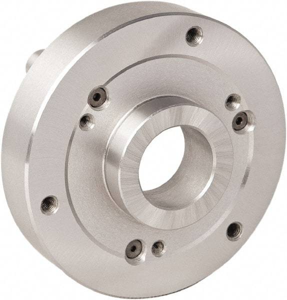 Bison - Adapter Back Plate for 6" Diam Bison Set-Tru Lathe Chucks - D1-8 Mount, 42mm Through Hole Diam - Eagle Tool & Supply