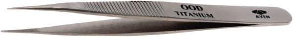 Aven - 4-3/4" OAL OOD-SA Precision Tweezers - Fine Straight Point - Eagle Tool & Supply