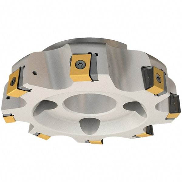 Iscar - 6 Inserts, 125mm Cut Diam, 40mm Arbor Diam, 21mm Max Depth of Cut, Indexable Square-Shoulder Face Mill - 0° Lead Angle, 63mm High, T490 LNHT 2212-PNTR Insert Compatibility, Through Coolant, Series Helitang - Eagle Tool & Supply