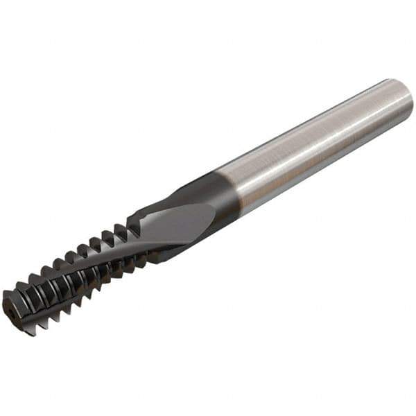 Iscar - 5/16-24 UNF, 0.2598" Cutting Diam, 3 Flute, Solid Carbide Helical Flute Thread Mill - Internal Thread, 9/16" LOC, 64mm OAL, 8mm Shank Diam - Eagle Tool & Supply