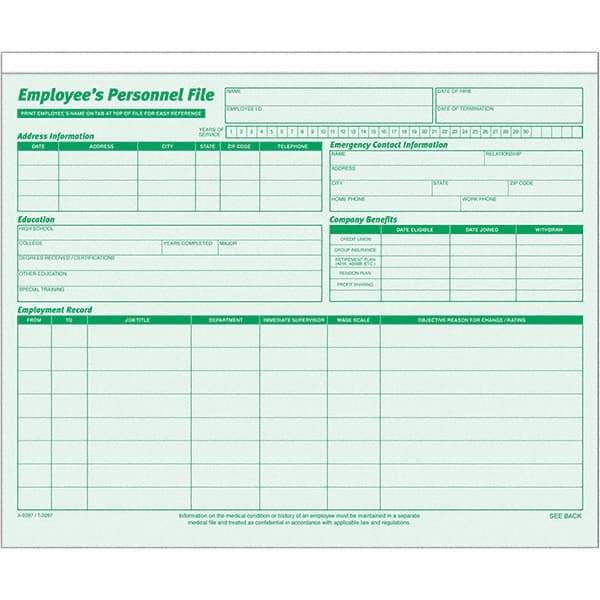 TOPS - 11-3/4 x 9-1/4", Letter Size, Green, File Folders with Top Tab - Straight Tab Cut Location - Eagle Tool & Supply