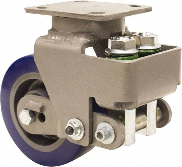 Hamilton - 6" Diam x 2" Wide, Polyurethane Mold on to Cast Iron Center Swivel Caster - 1,300 Lb Capacity, Top Plate Mount, 4" x 5" Plate, Sealed Precision Ball Bearing Bearing - Eagle Tool & Supply