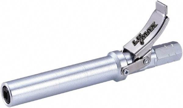 lumax - 15,000 Operating psi, 1/8 Thread, Steel Fixed Grease Gun Coupler - NPT (F) Thread, 22,000 psi Burst Pressure, Silver - Eagle Tool & Supply