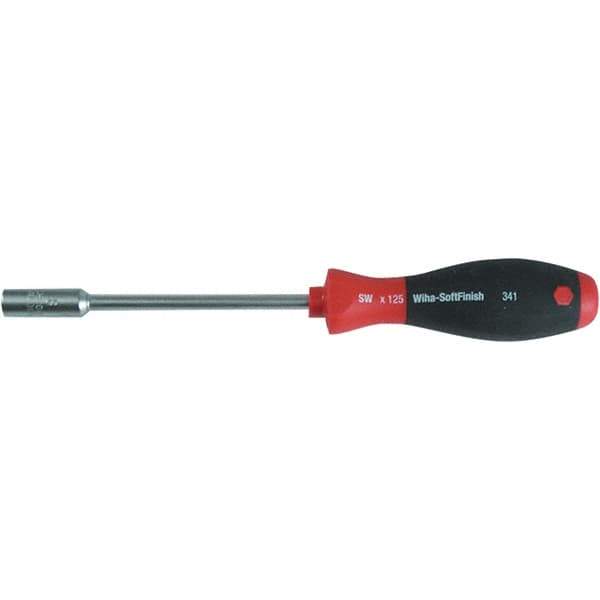 Wiha - 5.5mm Solid Shaft Magnetic Tip Nutdriver - Cushion Grip Handle, 9-13/32" OAL - Eagle Tool & Supply