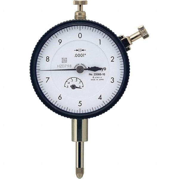 Mitutoyo - 1/2" Range, 0-10 Dial Reading, 0.0001" Graduation Dial Drop Indicator - 57mm Dial, 0.01" Range per Revolution, 0.0001" Accuracy, Revolution Counter - Eagle Tool & Supply